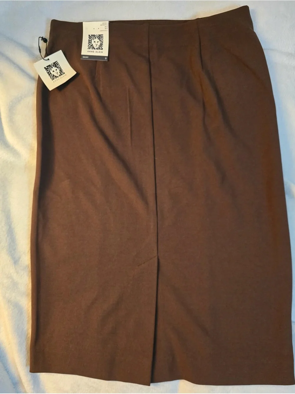 Anne Klein Chocolate Brown Ponte Pencil Skirt with Silver Buckle